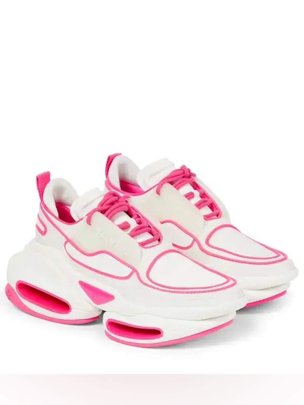 NEW Balmain White and Pink BBold Sneakers